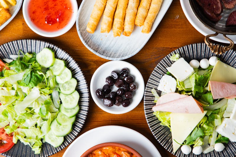 Greek Garden Salad with feta, olives, and cucumber